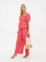 Ria Gingham Culottes - Red & White