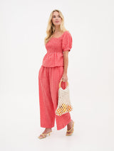 Ria Gingham Culottes - Red & White