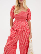 Lea Gingham Top - Red & White