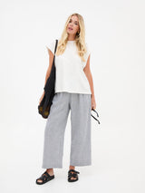Ria Linen Stripe Culottes - Navy & White