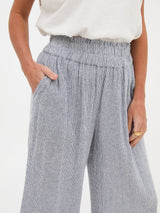 Ria Linen Stripe Culottes - Navy & White