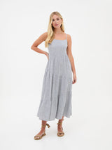 Blossom Stripe Midi Dress - Blue & White