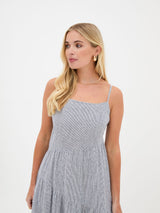 Blossom Stripe Midi Dress - Blue & White