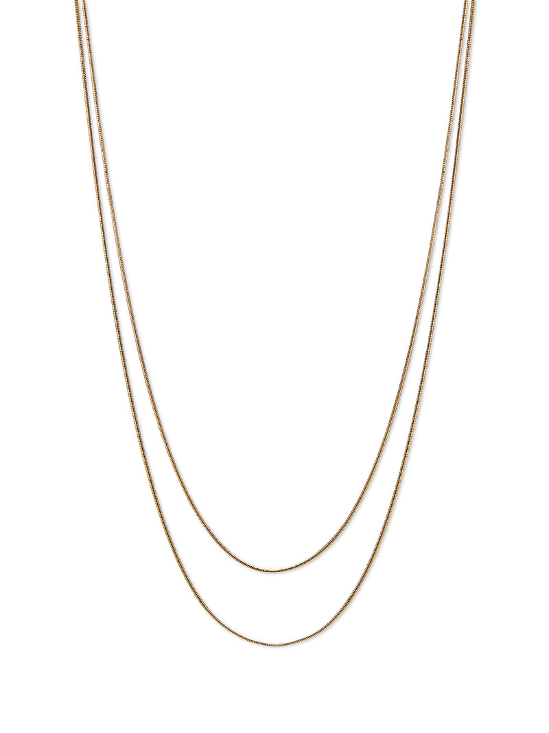 Gold Double Layer Slim Chain Necklace