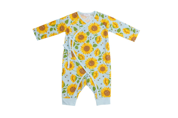Sunflowers Organic Cotton Muslin Baby Romper