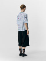 Cropped Printed Blue Shirt