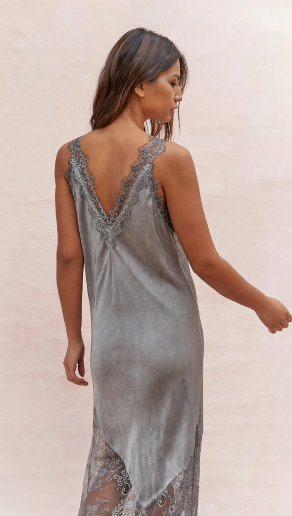 Solange Slip Dress in Mid Grey