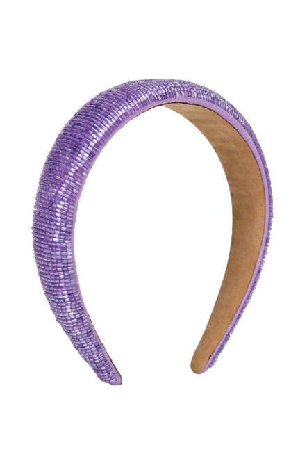 Straight Beaded Headband in Lilac