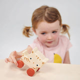 Wooden Kitten on Wheels Toy