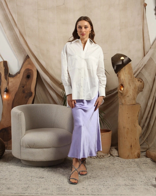 Luxe Lilac Satin Skirt
