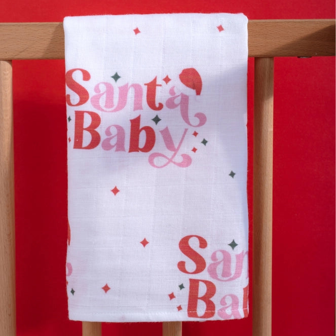 Santa Baby Muslin Burp Cloth