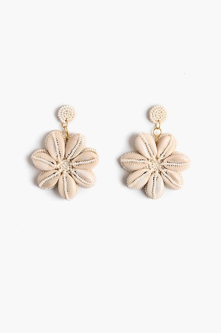 Floral Shell Handmade Beaded Earrings