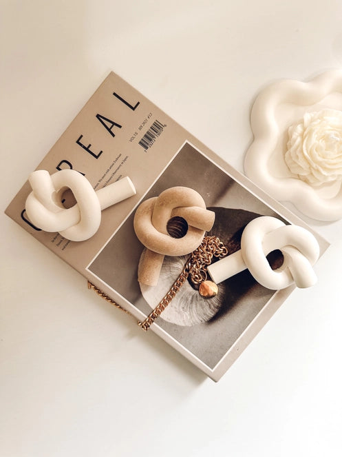 Knot Stone Candlestick Holder - Beige