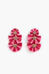 Pink Raffia Handmade Earrings