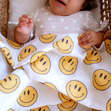 Smiley Muslin Swaddle Blanket