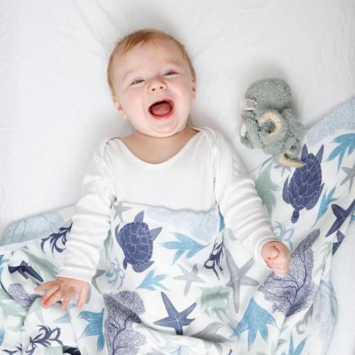 Turtle Muslin Swaddle Blanket