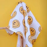 Smiley Muslin Swaddle Blanket