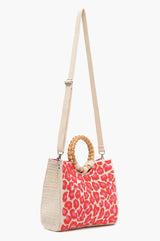 Handmade Pink Leopard Embroidered Bag