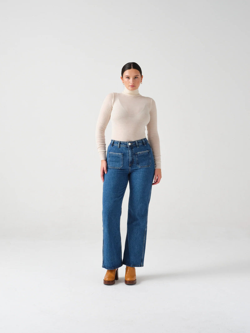 Mabel Patched Pocket Jeans - Vintage Americana