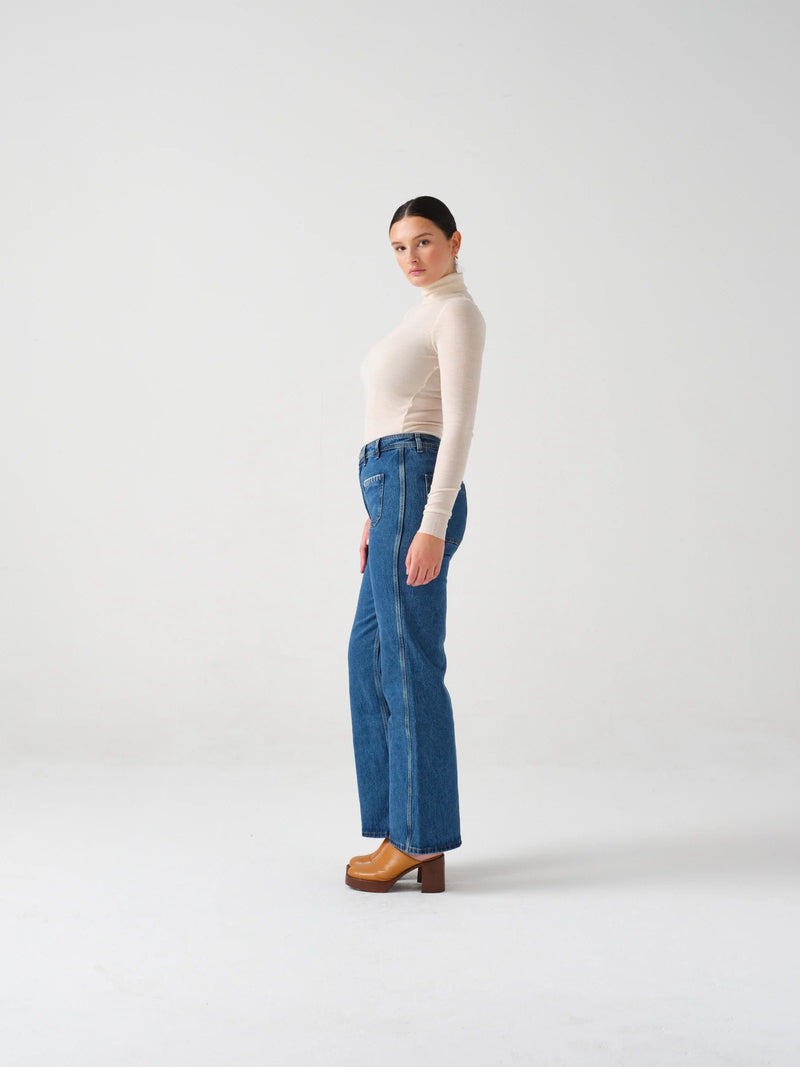 Mabel Patched Pocket Jeans - Vintage Americana