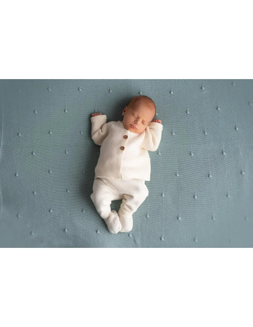 Newborn Knit Cardi & Footed Leggings Set - Cream White