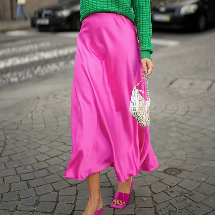 Hot Pink Satin Skirt