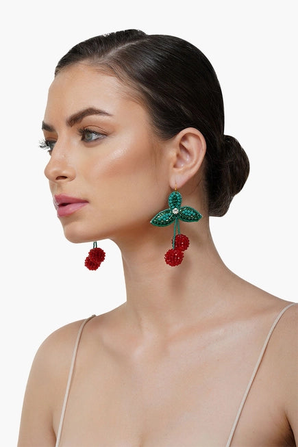 Cherry Handmade Beaded Earrings