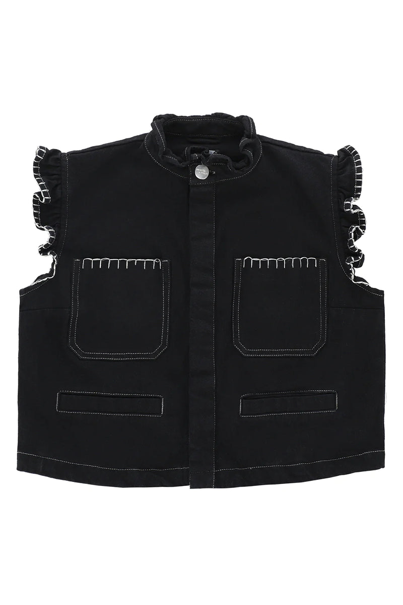 Pablo Waistcoat - Black Denim