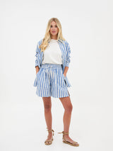 Tora Stripe Linen Shorts - Blue & White
