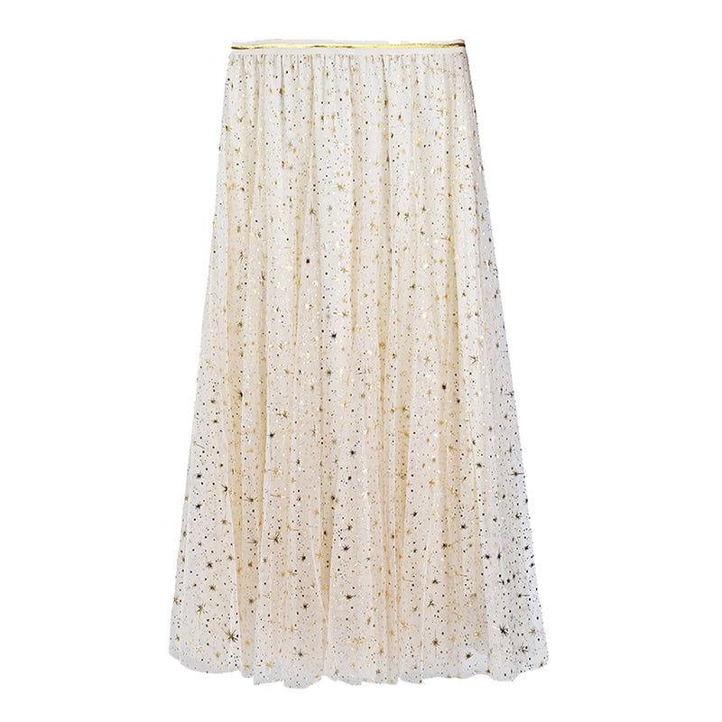 Printed Starburst Tulle Skirt - Powder & Gold