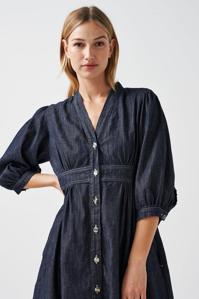 Audrey Midi Dress - Indigo Wash