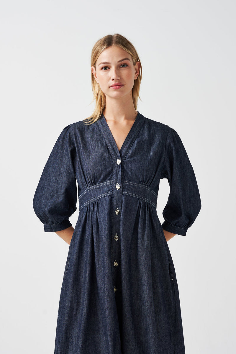 Audrey Midi Dress - Indigo Wash