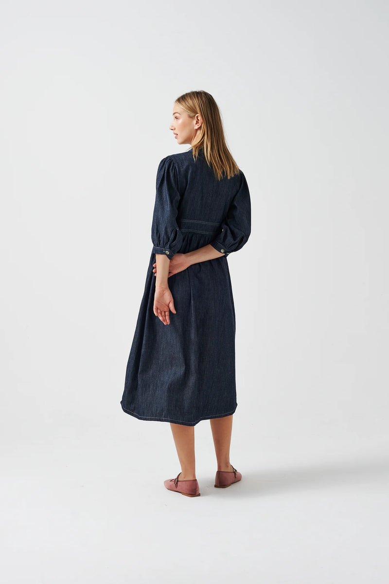 Audrey Midi Dress - Indigo Wash