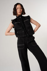 Pablo Waistcoat - Black Denim