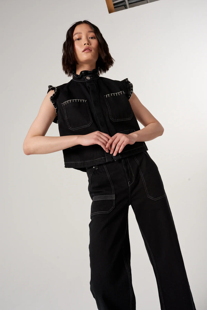 Pablo Waistcoat - Black Denim