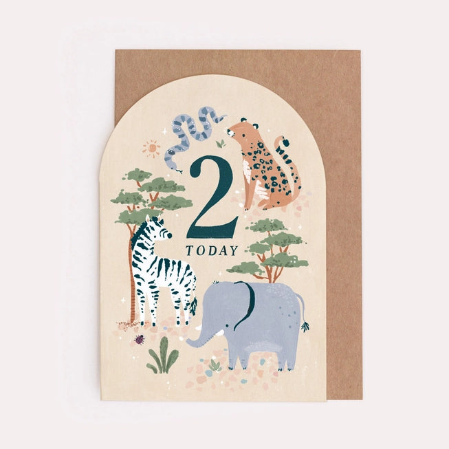Two Today! Animal Birthday Card