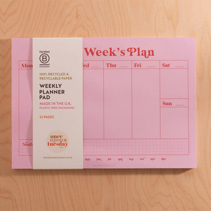 Weekly Planner Pad A4 - Pink & Red