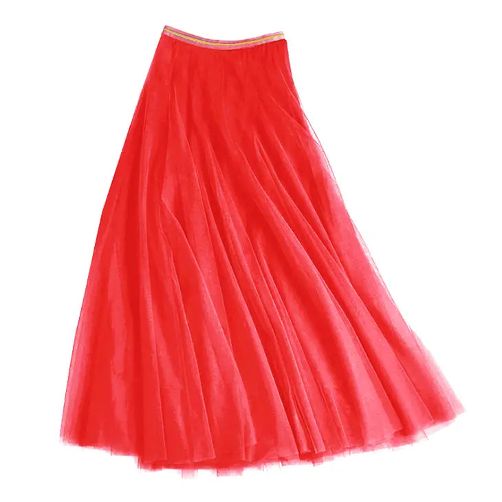 Electric Coral Tulle Skirt