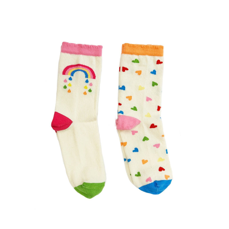 Rainbow Hearts Kids Socks 2-Pack 3-5yr