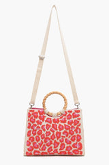 Handmade Pink Leopard Embroidered Bag
