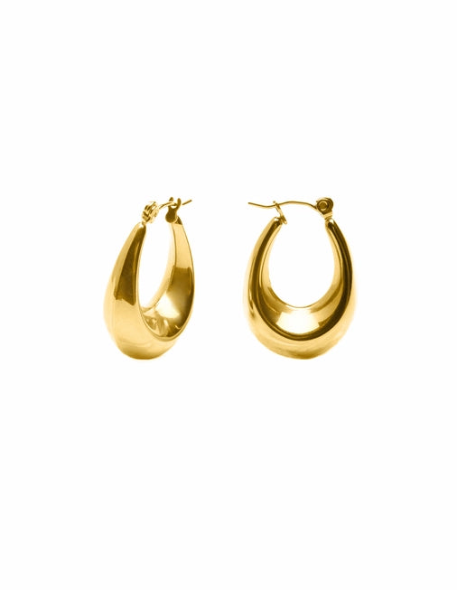 Bold Crescent Hoop Earrings - Gold