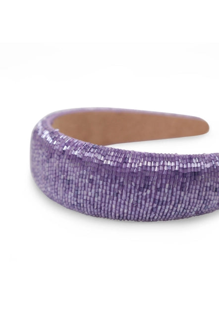 Straight Beaded Headband in Lilac