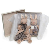 Bunny Rattle and Comforter Set - Taupe & Grey