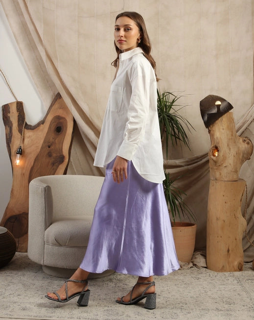 Luxe Lilac Satin Skirt