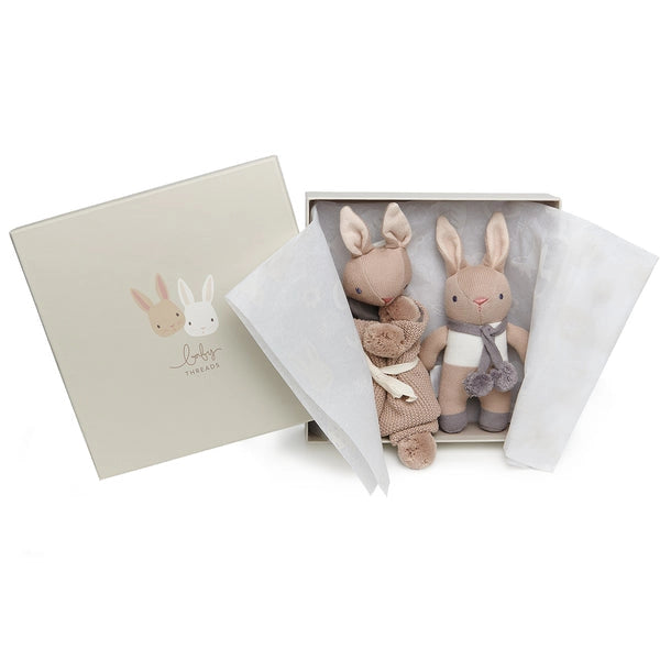 Bunny Rattle and Comforter Set - Taupe & Grey