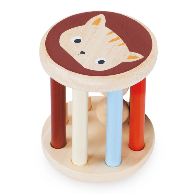 Wooden Kitten Rattle Toy