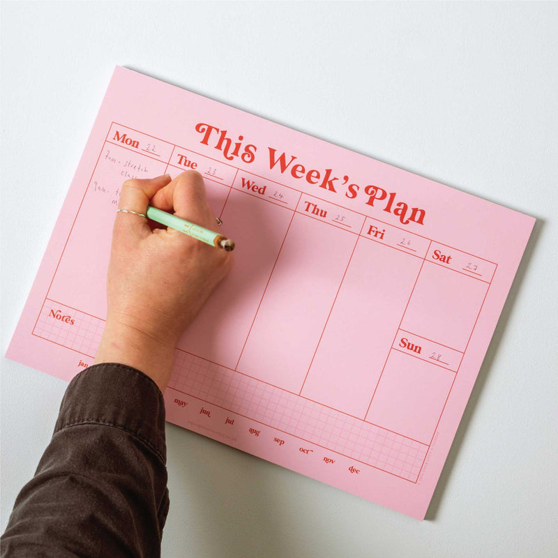 Weekly Planner Pad A4 - Pink & Red