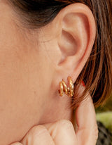 Double Layer Huggie Hoop Earrings - Gold