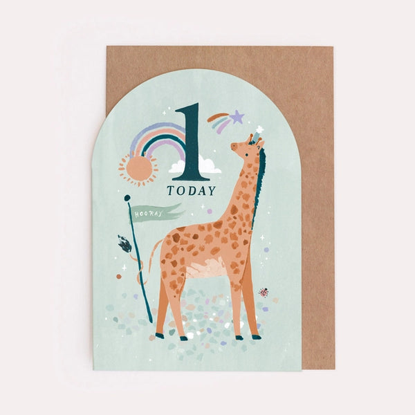 One Today! Giraffe Birthday Card