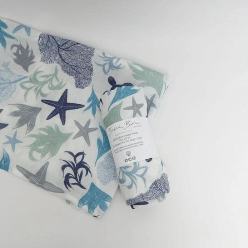 Turtle Muslin Swaddle Blanket